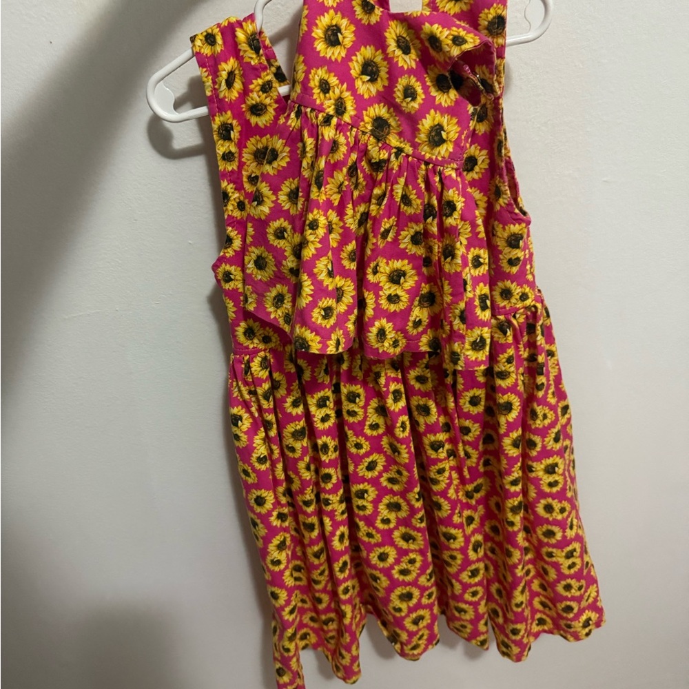 Sunflower Print Sleeveless Dress